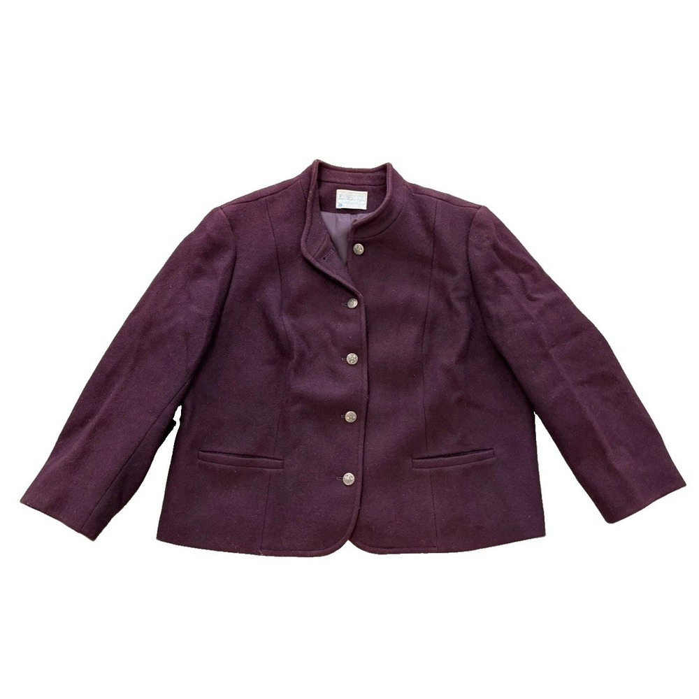 VTG Pendleton Pure Virgin Wool Burgundy Plum Blazer Jacket Womens L USA Heritage
